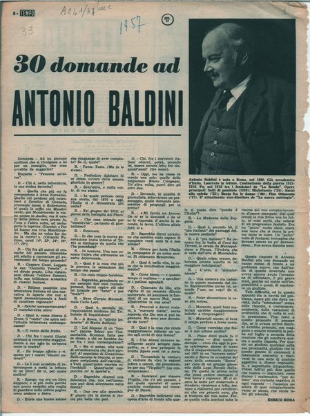 30 domande ad Antonio Baldini